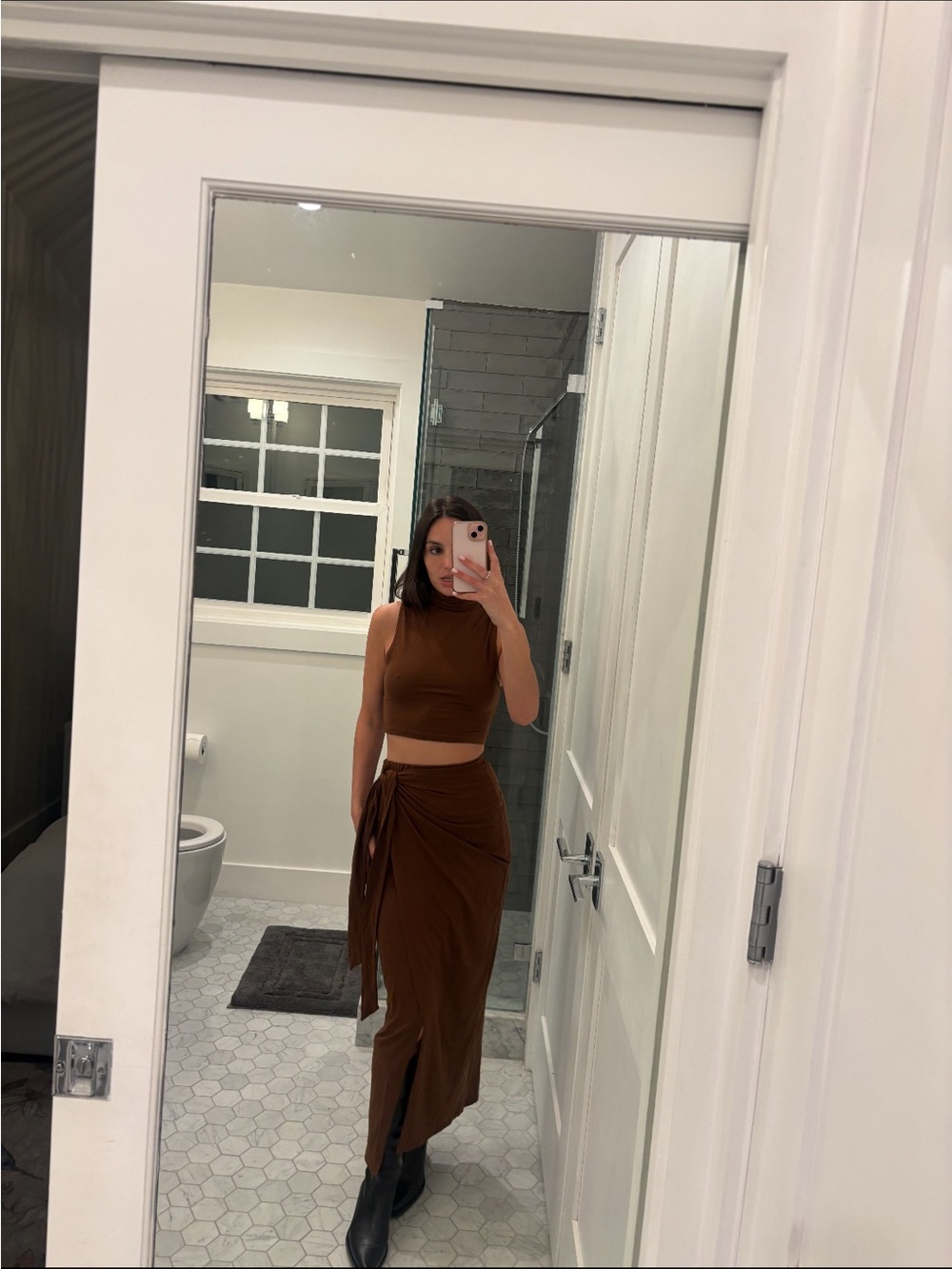 Reformation Brown Tie-Waist Maxi Set